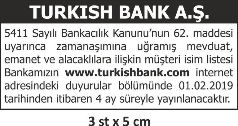 Gazetede yayımlanmış üçüncü şahıs duyuru ilanı örneği